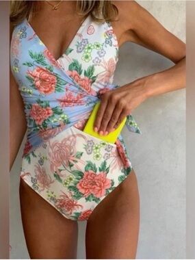 We Are Hah Wrap it up one piece wrap bathing suit multicolor